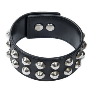 アクセサリー Saint Laurent Studded leather bracelet New Authentic SAINT LAURENT Black Leather De Force Gold
